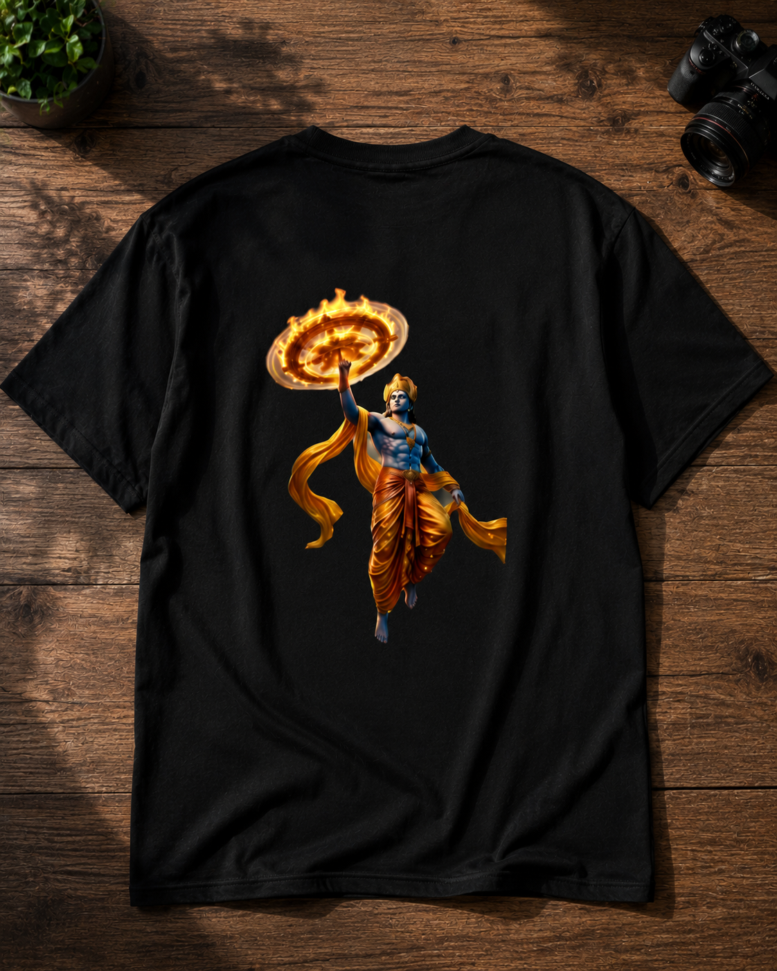 Lord Krishna Divine Back Graphic Basic T-Shirt