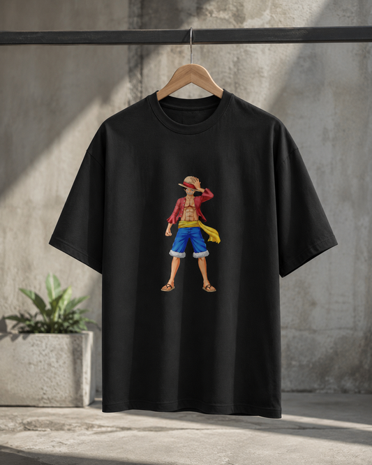 Monkey D. Luffy Anime Oversized Black T-Shirt | One Piece Graphic Tee