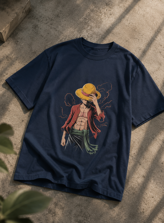 One Piece Luffy Anime Graphic T-Shirt | Straw Hat Pirate Oversized Unisex Tee | Manga Streetwear Shirt