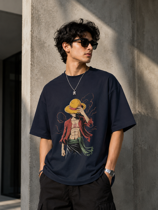 One Piece Luffy Anime Graphic T-Shirt | Straw Hat Pirate Oversized Unisex Tee | Manga Streetwear Shirt