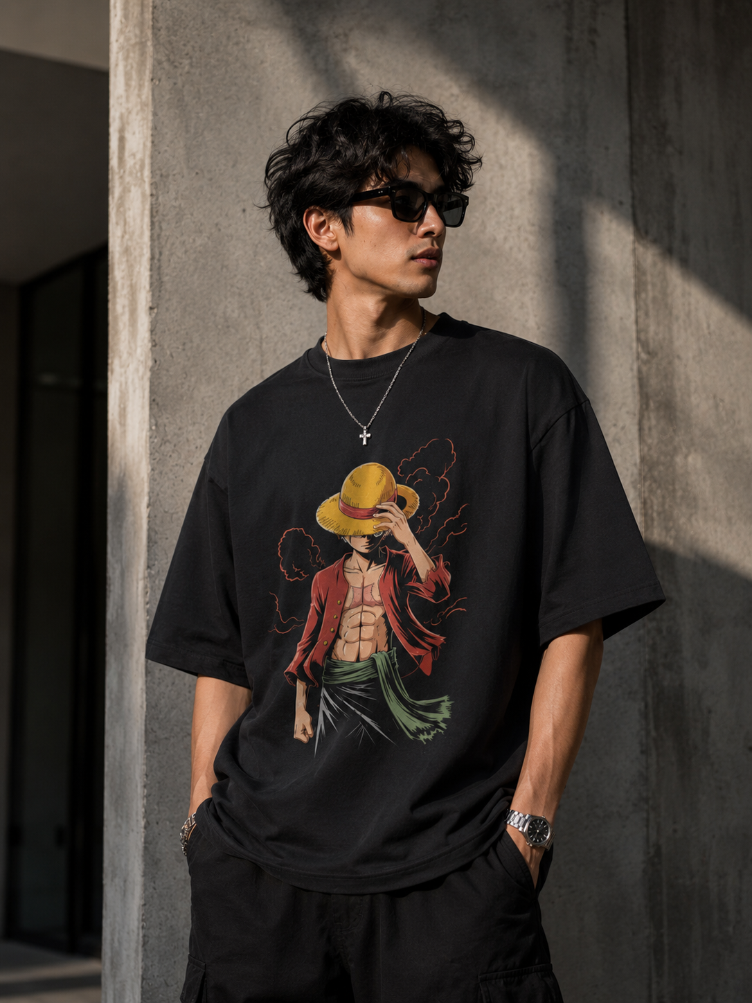 One Piece Luffy Anime Graphic T-Shirt | Straw Hat Pirate Oversized Unisex Tee | Manga Streetwear Shirt
