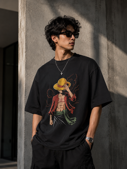 One Piece Luffy Anime Graphic T-Shirt | Straw Hat Pirate Oversized Unisex Tee | Manga Streetwear Shirt