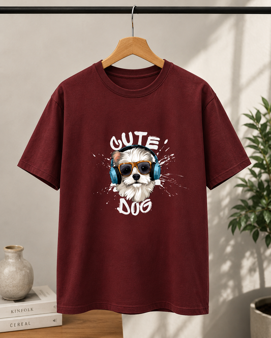 Cute Dog Headphones Graphic T-Shirt