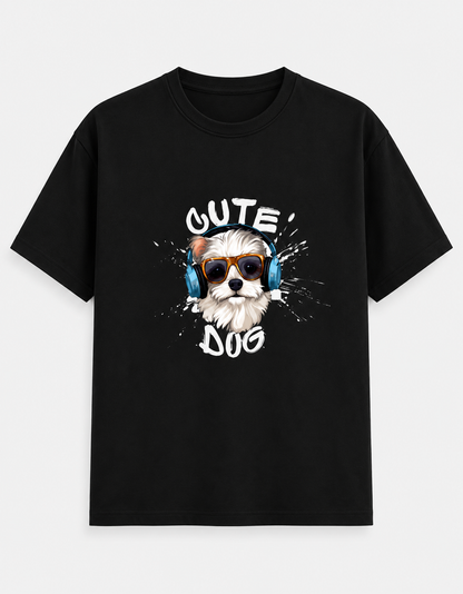 Cute Dog Headphones Graphic T-Shirt