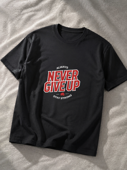 Never Give Up Premium Oversized T-Shirt | Motivational Graphic Tee