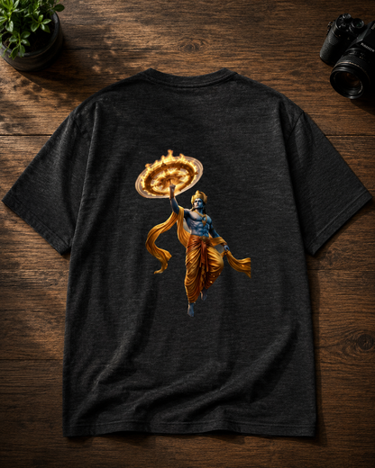 Lord Krishna Divine Back Graphic Basic T-Shirt
