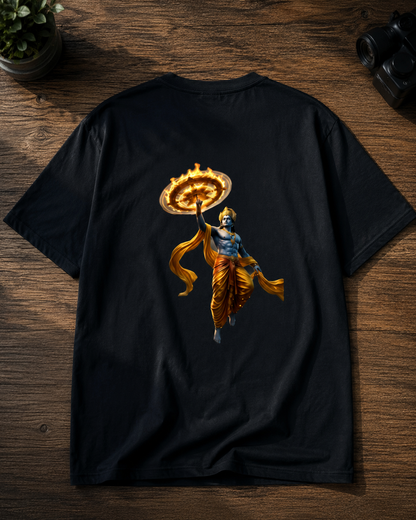Lord Krishna Divine Back Graphic Basic T-Shirt
