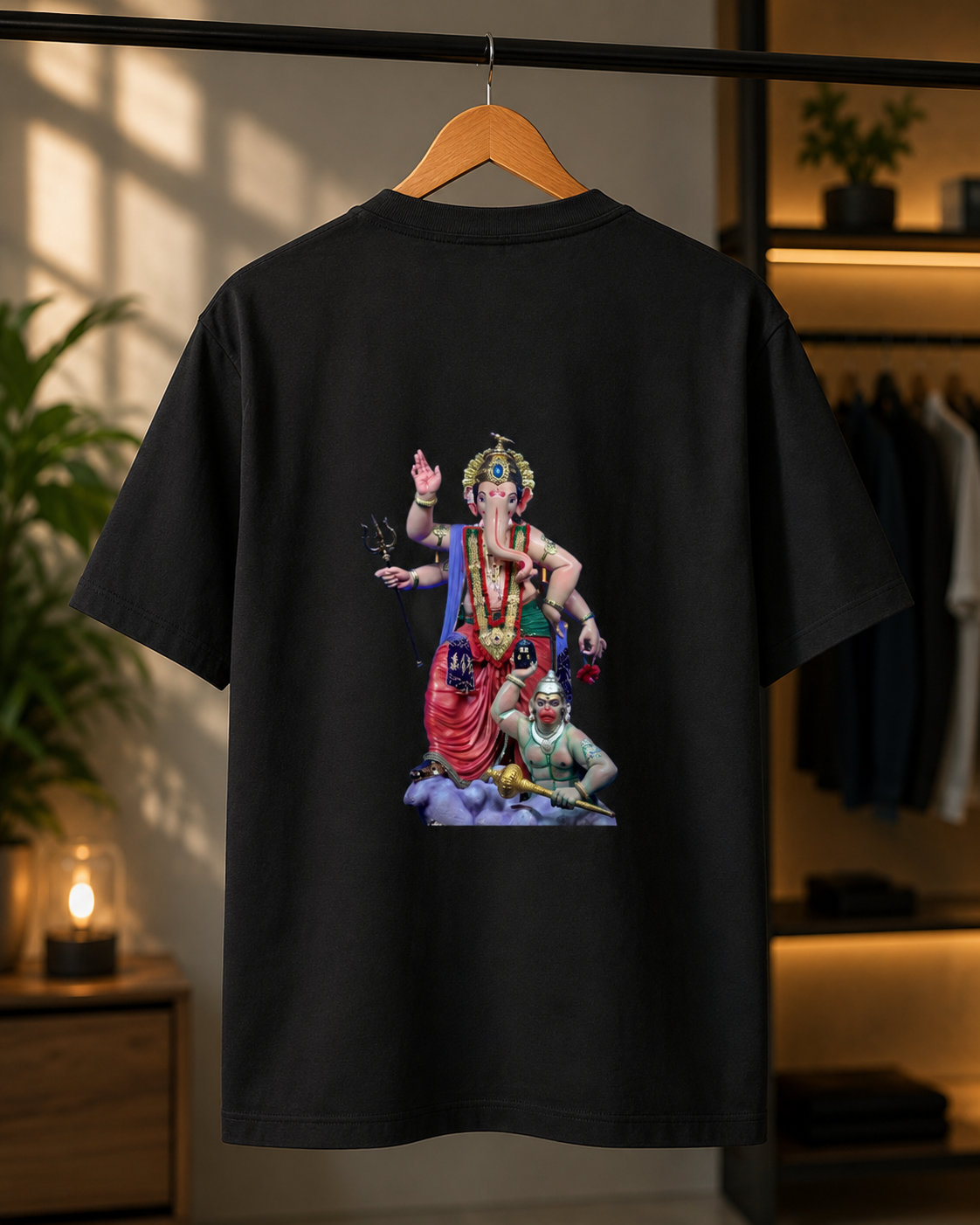 Mumbaicha Raja Black T-Shirt | 180 GSM Premium Cotton | Ganpati Bappa Graphic Tee