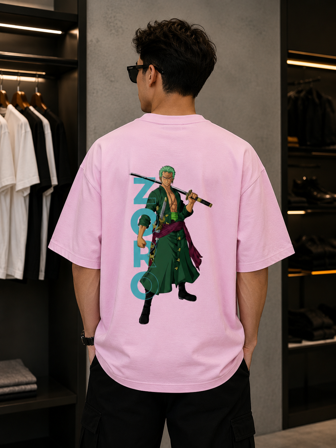 Zoro Back Print Oversized T-Shirt – Anime Edition