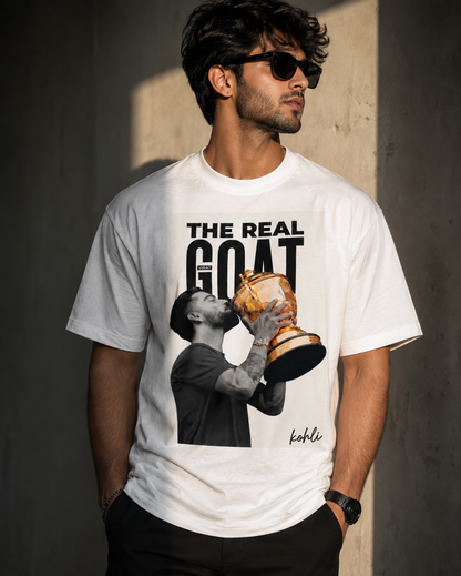 The Real GOAT Virat Kohli Oversized Graphic T-Shirt | Premium Cotton |