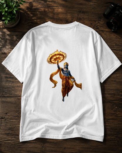 Lord Krishna Divine Back Graphic Basic T-Shirt